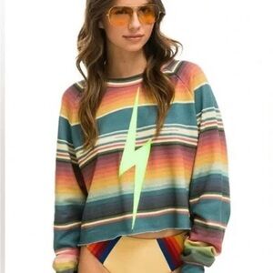 Aviator Nation Women's Serape Bolt Stitch Crop Sweatshirt XS